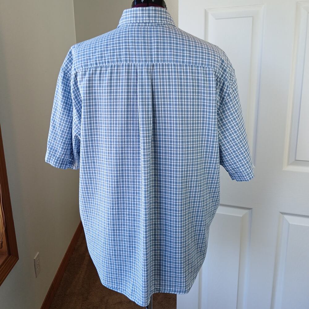 Eddie Bauer Short-Sleeve Button-Up Shirt Men's XL blue checks plaid cotton - Picture 4 of 16